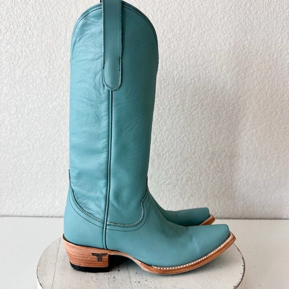 Lane EMMA JANE Turquoise Cowboy Boots Womens 5 Western Snip Toe 14" Tall Shaft - Picture 3 of 11
